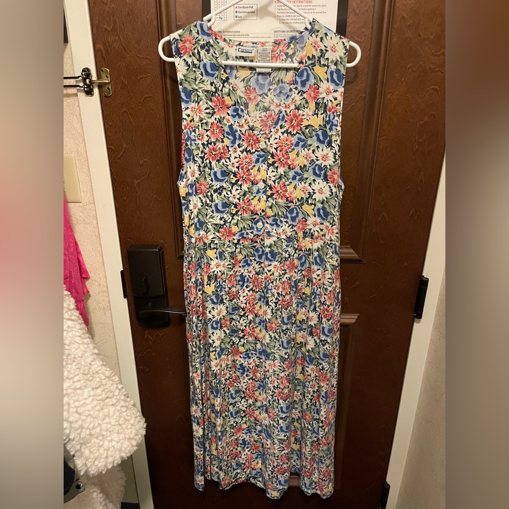 Vintage Floral Sleeveless Dress by Capacity Size Medium